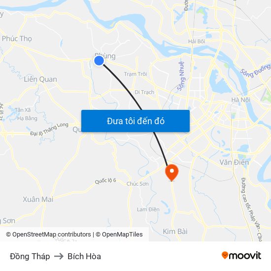 Đồng Tháp to Bích Hòa map