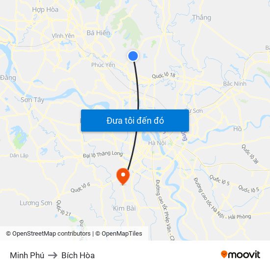 Minh Phú to Bích Hòa map