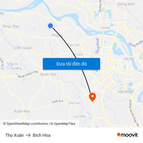 Thọ Xuân to Bích Hòa map