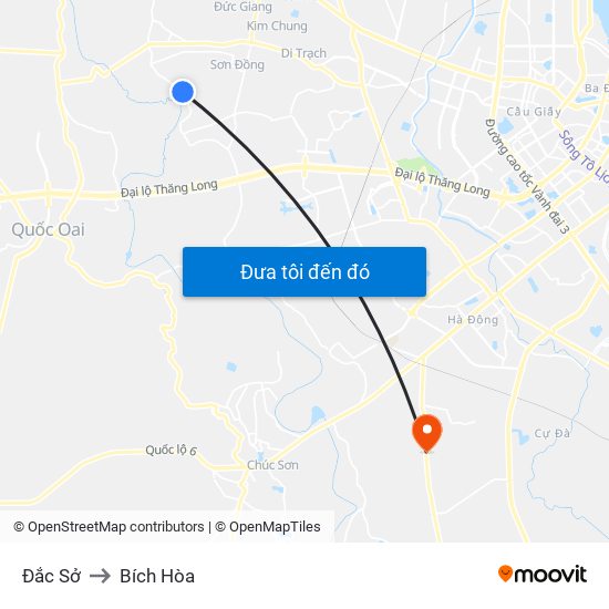 Đắc Sở to Bích Hòa map