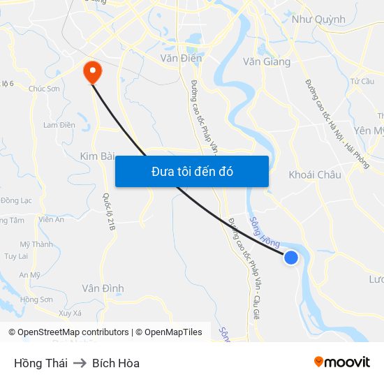 Hồng Thái to Bích Hòa map