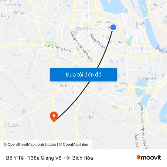 Bộ Y Tế - 138a Giảng Võ to Bích Hòa map