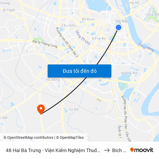 48 Hai Bà Trưng - Viện Kiểm Nghiệm Thuốc Trung Ương to Bích Hòa map