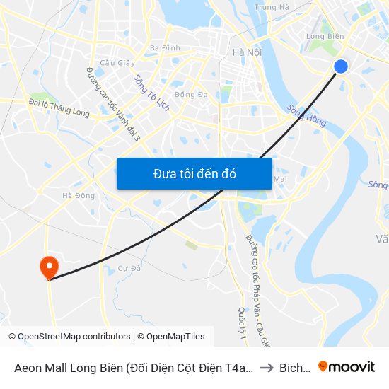 Aeon Mall Long Biên (Đối Diện Cột Điện T4a/2a-B Đường Cổ Linh) to Bích Hòa map