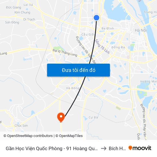 Gần Học Viện Quốc Phòng - 91 Hoàng Quốc Việt to Bích Hòa map