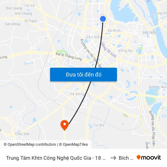 Trung Tâm Khtn Công Nghệ Quốc Gia - 18 Hoàng Quốc Việt to Bích Hòa map