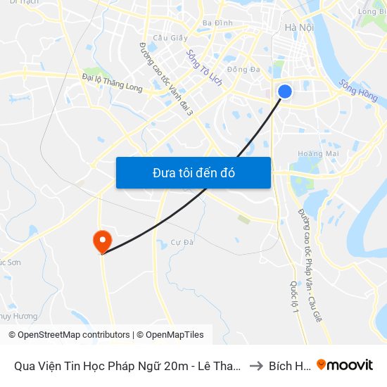 Qua Viện Tin Học Pháp Ngữ 20m - Lê Thanh Nghị to Bích Hòa map