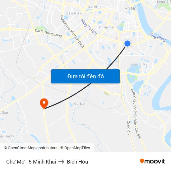 Chợ Mơ - 5 Minh Khai to Bích Hòa map