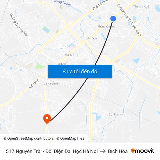 517 Nguyễn Trãi - Đối Diện Đại Học Hà Nội to Bích Hòa map