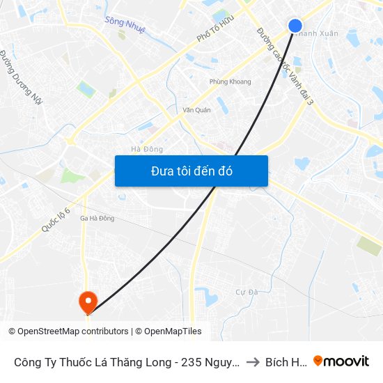 Công Ty Thuốc Lá Thăng Long - 235 Nguyễn Trãi to Bích Hòa map