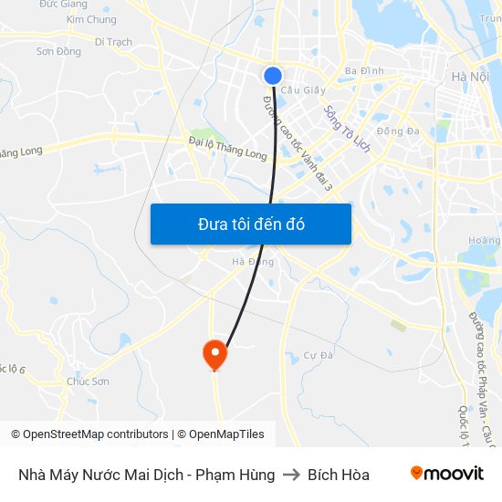 Nhà Máy Nước Mai Dịch - Phạm Hùng to Bích Hòa map