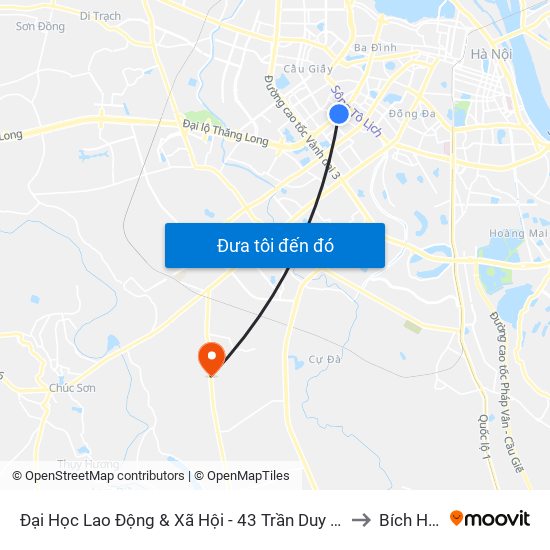 Đại Học Lao Động & Xã Hội - 43 Trần Duy Hưng to Bích Hòa map