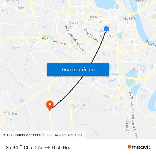 Số 94 Ô Chợ Dừa to Bích Hòa map