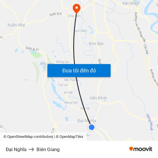Đại Nghĩa to Biên Giang map