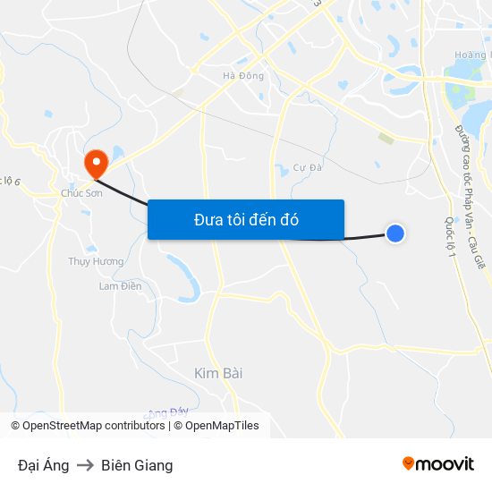 Đại Áng to Biên Giang map