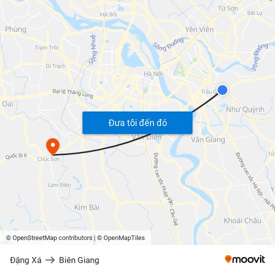 Đặng Xá to Biên Giang map