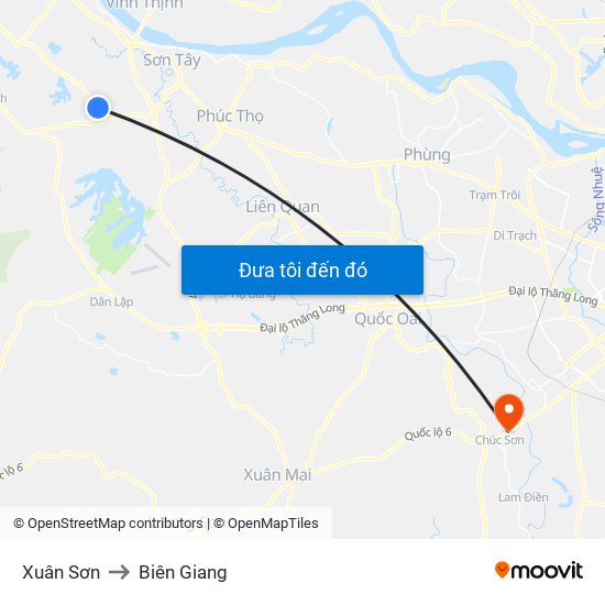 Xuân Sơn to Biên Giang map
