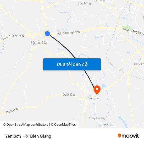 Yên Sơn to Biên Giang map