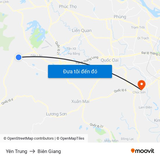 Yên Trung to Biên Giang map