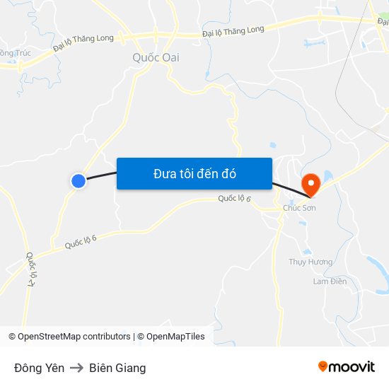 Đông Yên to Biên Giang map
