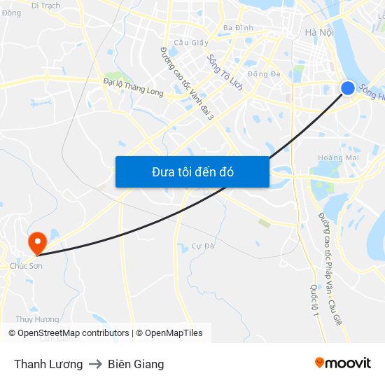 Thanh Lương to Biên Giang map