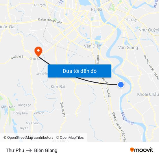 Thư Phú to Biên Giang map