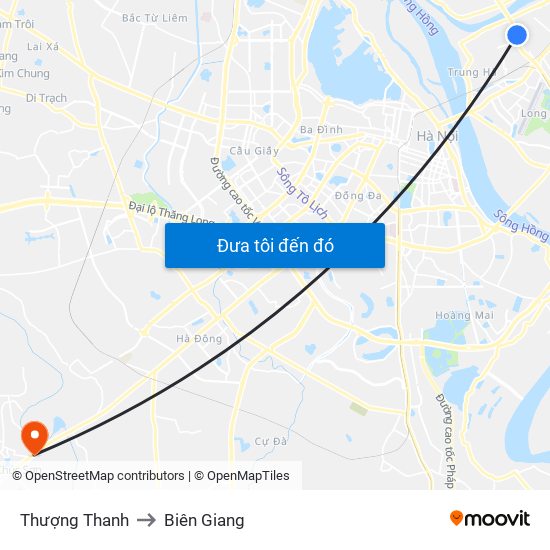 Thượng Thanh to Biên Giang map