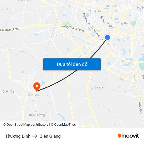 Thượng Đình to Biên Giang map