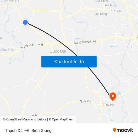 Thạch Xá to Biên Giang map