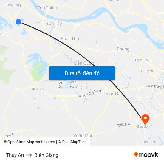 Thụy An to Biên Giang map