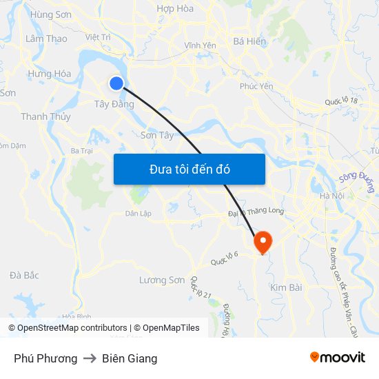 Phú Phương to Biên Giang map