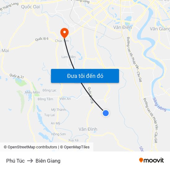 Phú Túc to Biên Giang map