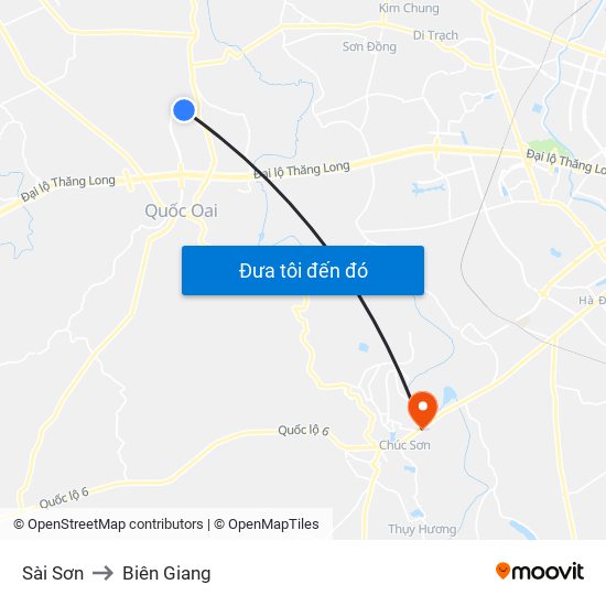 Sài Sơn to Biên Giang map