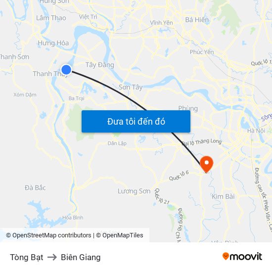 Tòng Bạt to Biên Giang map