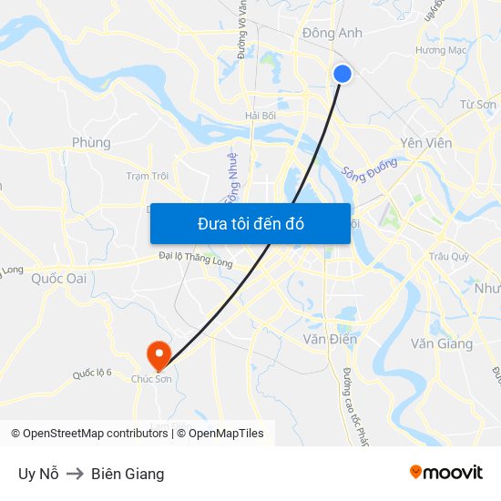 Uy Nỗ to Biên Giang map