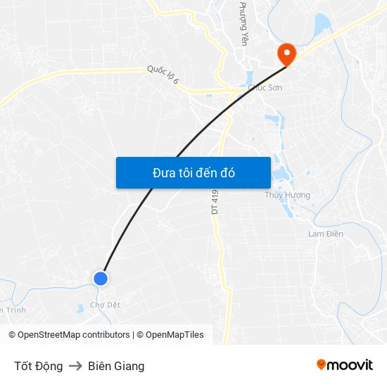 Tốt Động to Biên Giang map