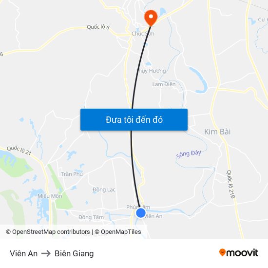 Viên An to Biên Giang map