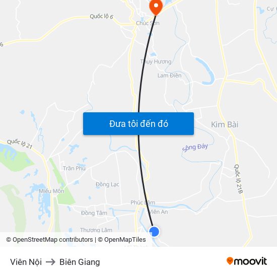 Viên Nội to Biên Giang map