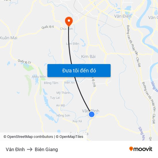 Vân Đình to Biên Giang map