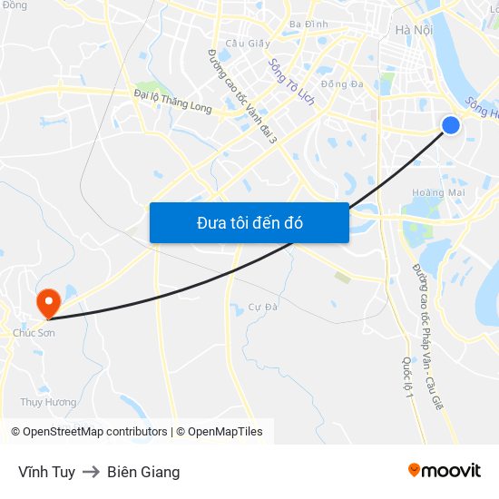 Vĩnh Tuy to Biên Giang map