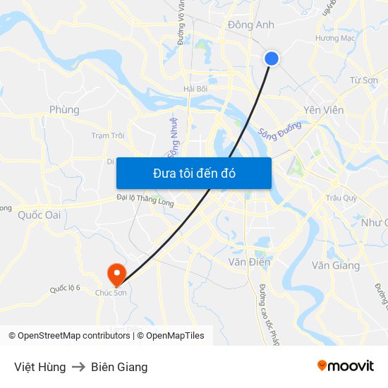 Việt Hùng to Biên Giang map