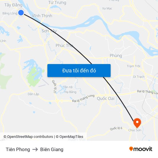 Tiên Phong to Biên Giang map