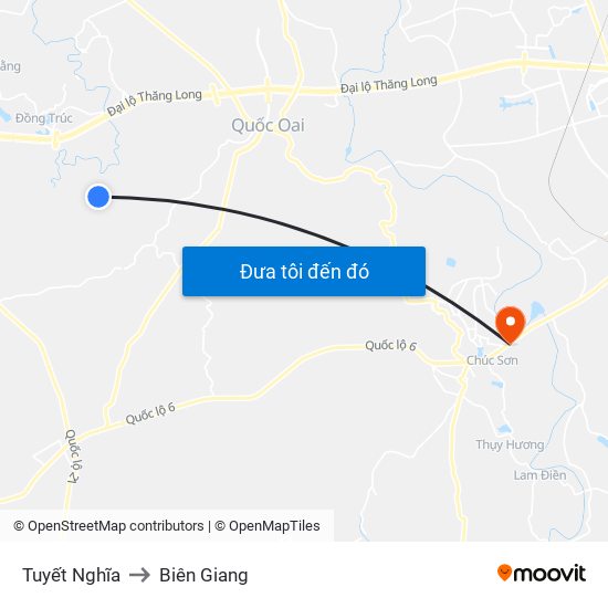 Tuyết Nghĩa to Biên Giang map