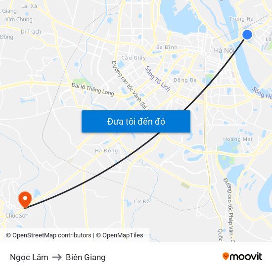 Ngọc Lâm to Biên Giang map