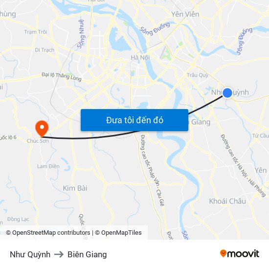 Như Quỳnh to Biên Giang map