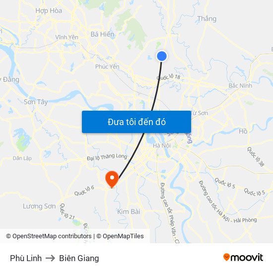 Phù Linh to Biên Giang map