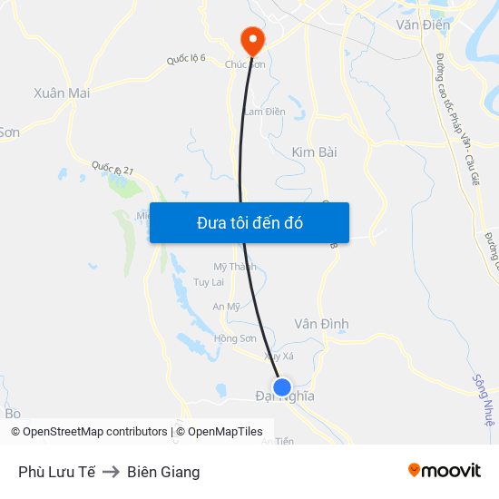 Phù Lưu Tế to Biên Giang map