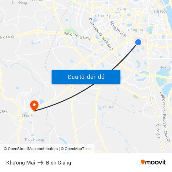 Khương Mai to Biên Giang map