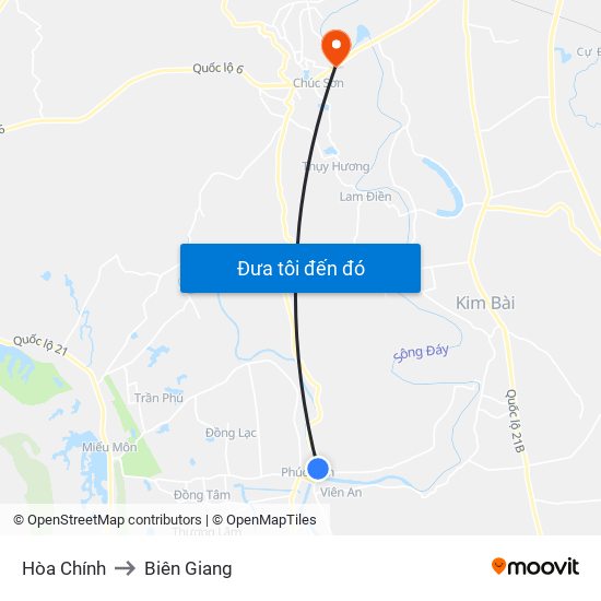 Hòa Chính to Biên Giang map