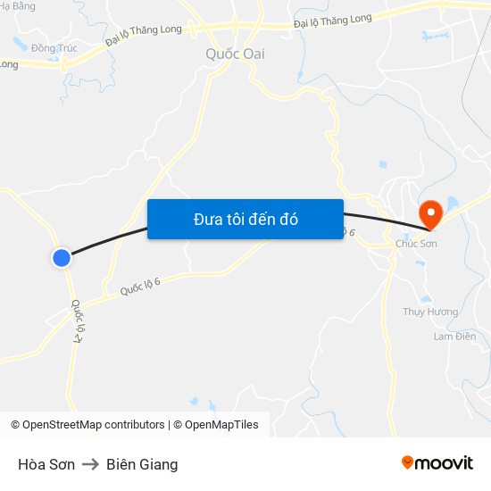 Hòa Sơn to Biên Giang map